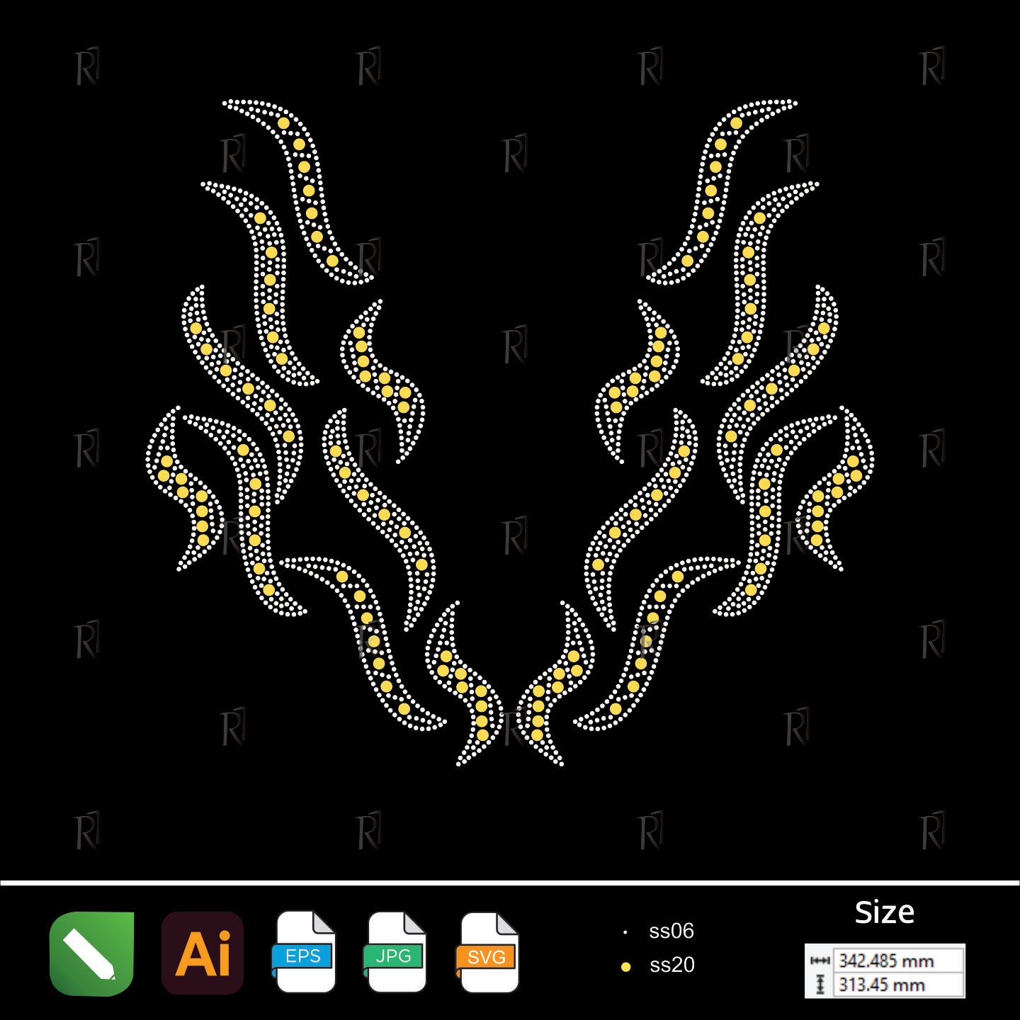 Flowing Flame Rhinestone Collar – Premium Rhinestone Design by Rhinestone1