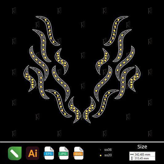 Flowing Flame Rhinestone Collar – Premium Rhinestone Design by Rhinestone1