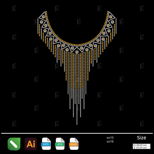 Golden Fringe Cascade Rhinestone – Premium Rhinestone Design by Rhinestone1