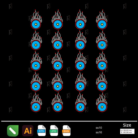 Protective Blue Eye Rhinestone Pattern – Premium Rhinestone Design by Rhinestone1