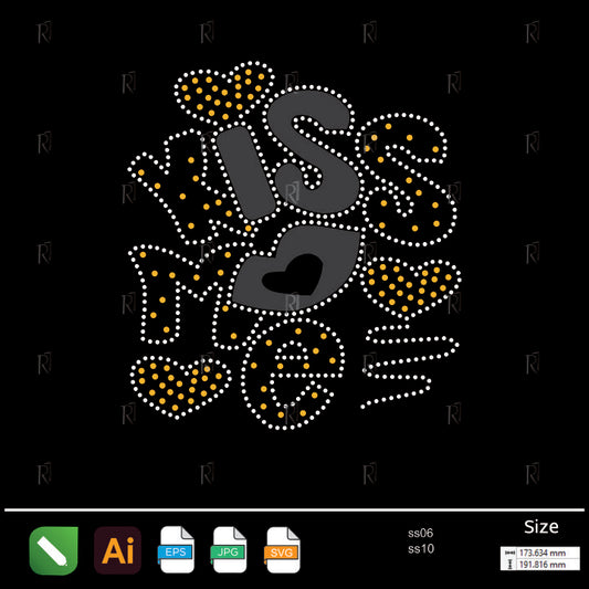 Kiss Me Hearts & Lips Rhinestone – Premium Rhinestone Design by Rhinestone1