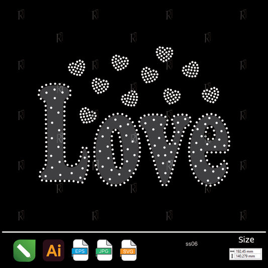 LOVE Floating Hearts Rhinestone – Premium Rhinestone Design by Rhinestone1