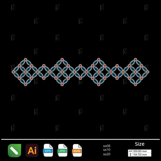 Diamond Grid Border Rhinestone – Premium Rhinestone Design by Rhinestone1