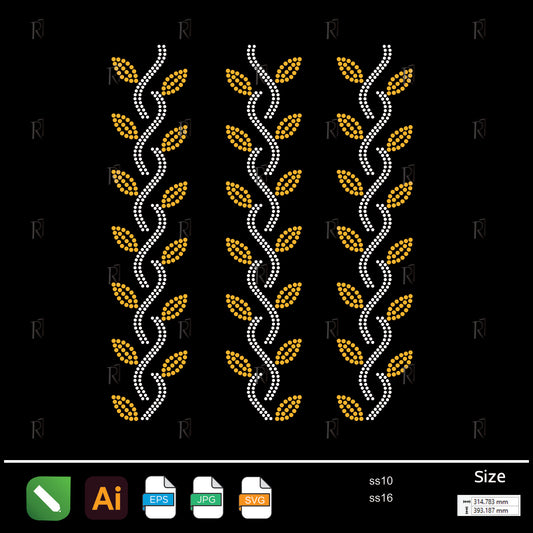 Golden Vine Border Rhinestone – Premium Rhinestone Design by Rhinestone1