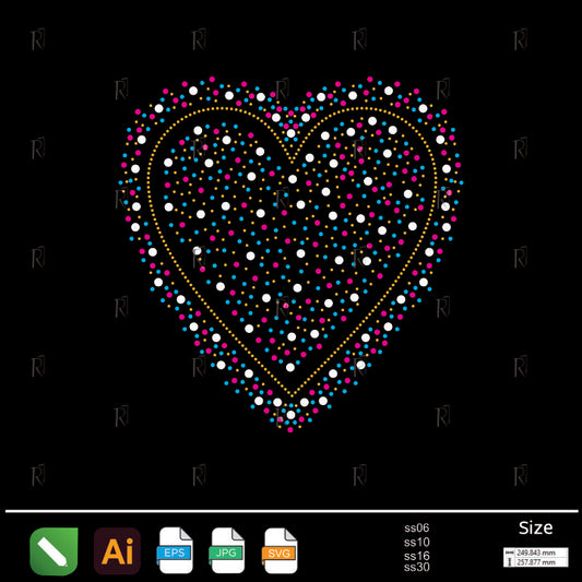 Colorful Sparkling Heart Rhinestone – Premium Rhinestone Design by Rhinestone1
