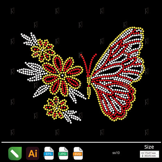 Butterfly & Blossom Harmony Rhinestone – Premium Rhinestone Design by Rhinestone1