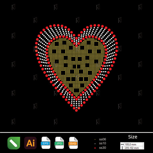 Radiant Heart Rhinestone Design – Premium Rhinestone Design by Rhinestone1