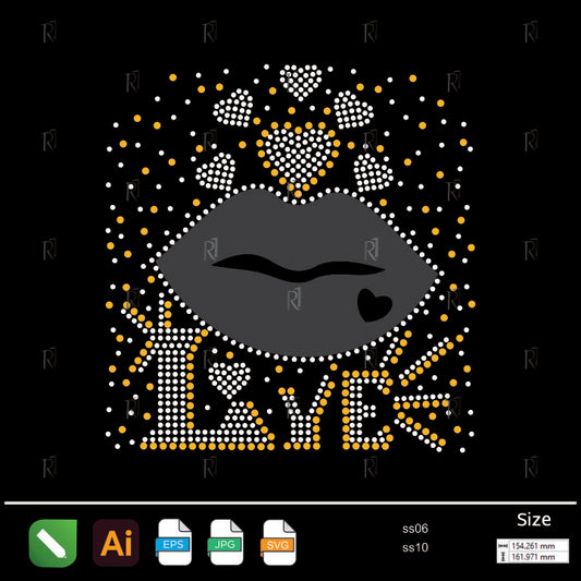 Love Kiss Rhinestone Art – Premium Rhinestone Design by Rhinestone1