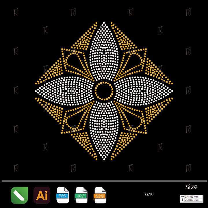 Golden Frame Flower Rhinestone – Premium Rhinestone Design by Rhinestone1