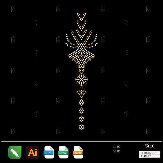 Elegant Vertical Ornamental Rhinestone Design – Premium Rhinestone Design by Rhinestone1