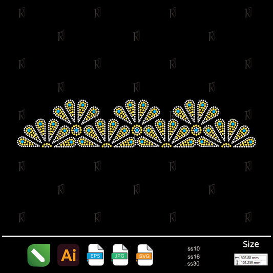 Radiant Fan Border Rhinestone – Premium Rhinestone Design by Rhinestone1