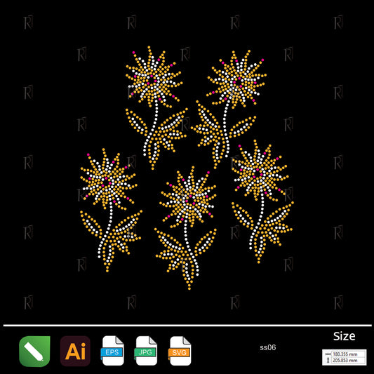 Golden Daisy Bloom Rhinestone – Premium Rhinestone Design by Rhinestone1
