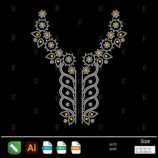 Floral Cascade Collar Rhinestone – Premium Rhinestone Design by Rhinestone1