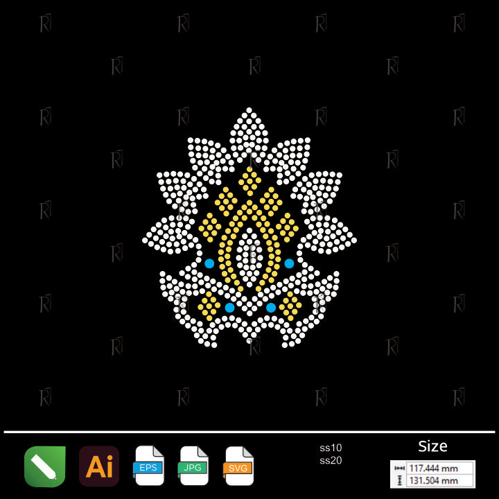 Golden Leaf Rhinestone Motif – Premium Rhinestone Design by Rhinestone1