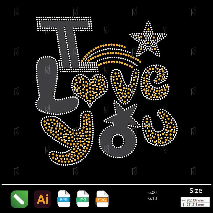 Western I Love You Rhinestone – Premium Rhinestone Design by Rhinestone1
