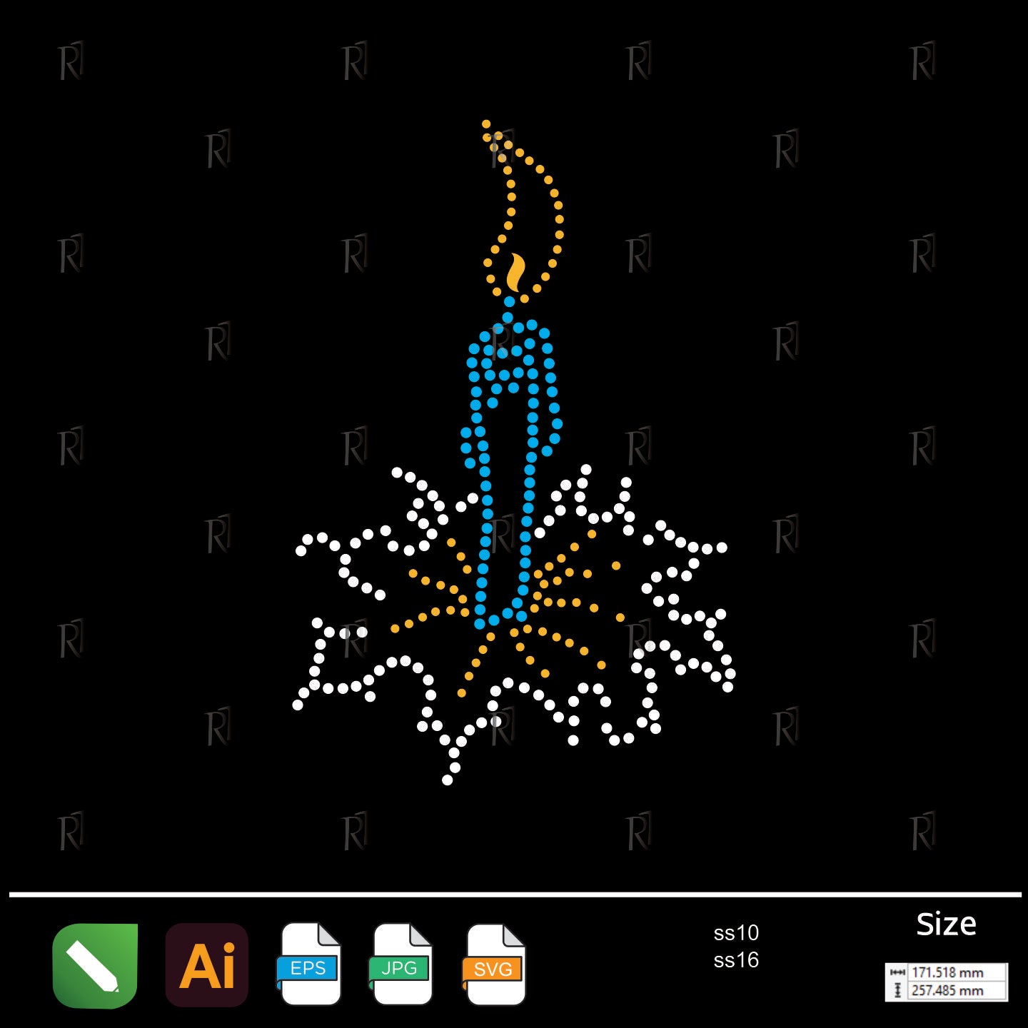 Sparkling Candle Rhinestone – Premium Rhinestone Design by Rhinestone1