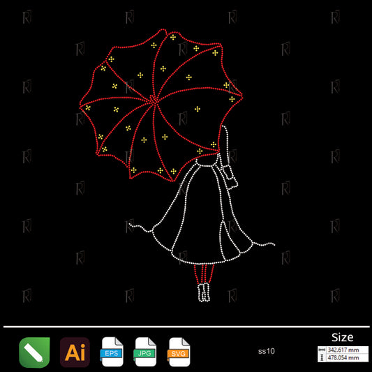 Romantic Rain Girl Rhinestone – Premium Rhinestone Design by Rhinestone1