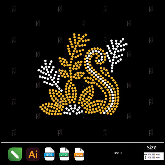Elegant Leafy Swirl Rhinestone – Premium Rhinestone Design by Rhinestone1