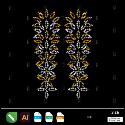 Elegant Leaf Border Rhinestone – Premium Rhinestone Design by Rhinestone1