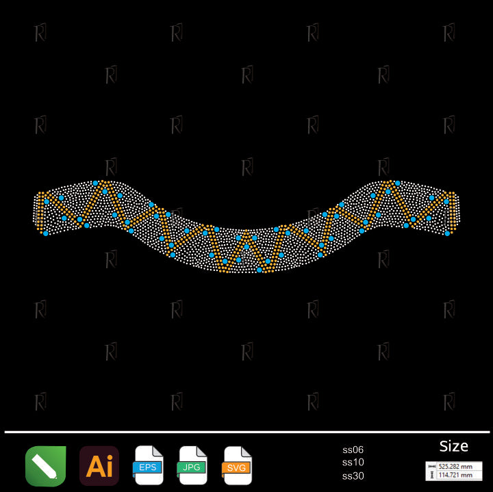 Zigzag Golden Wave Rhinestone – Premium Rhinestone Design by Rhinestone1