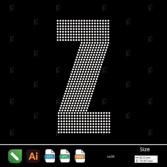 Rhinestone Letter Z Bold – Premium Rhinestone Design by Rhinestone1