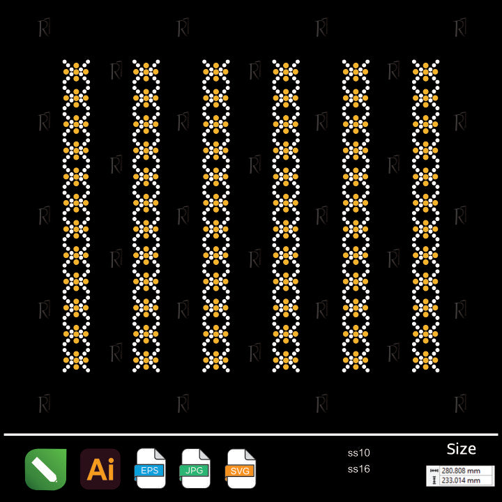 Linked Chain Border Rhinestone – Premium Rhinestone Design by Rhinestone1