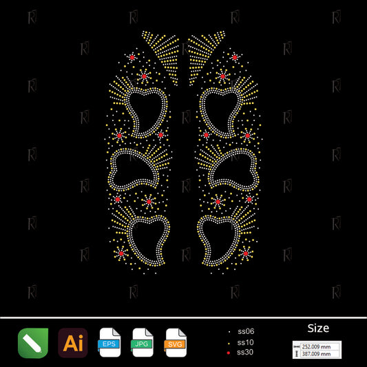 Radiant Hearts Burst – Premium Rhinestone Design by Rhinestone1