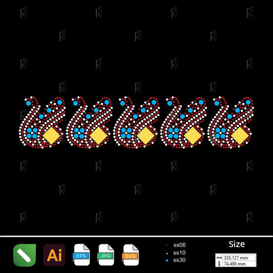 Colorful Paisley Border Rhinestone Design – Premium Rhinestone Design by Rhinestone1