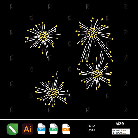 Sparkling Starburst Cluster – Premium Rhinestone Design by Rhinestone1