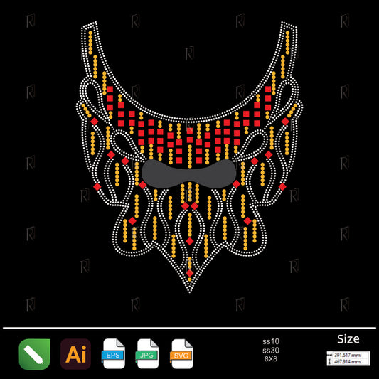 Red & Gold Ornate Drop Collar Rhinestone – Premium Rhinestone Design by Rhinestone1