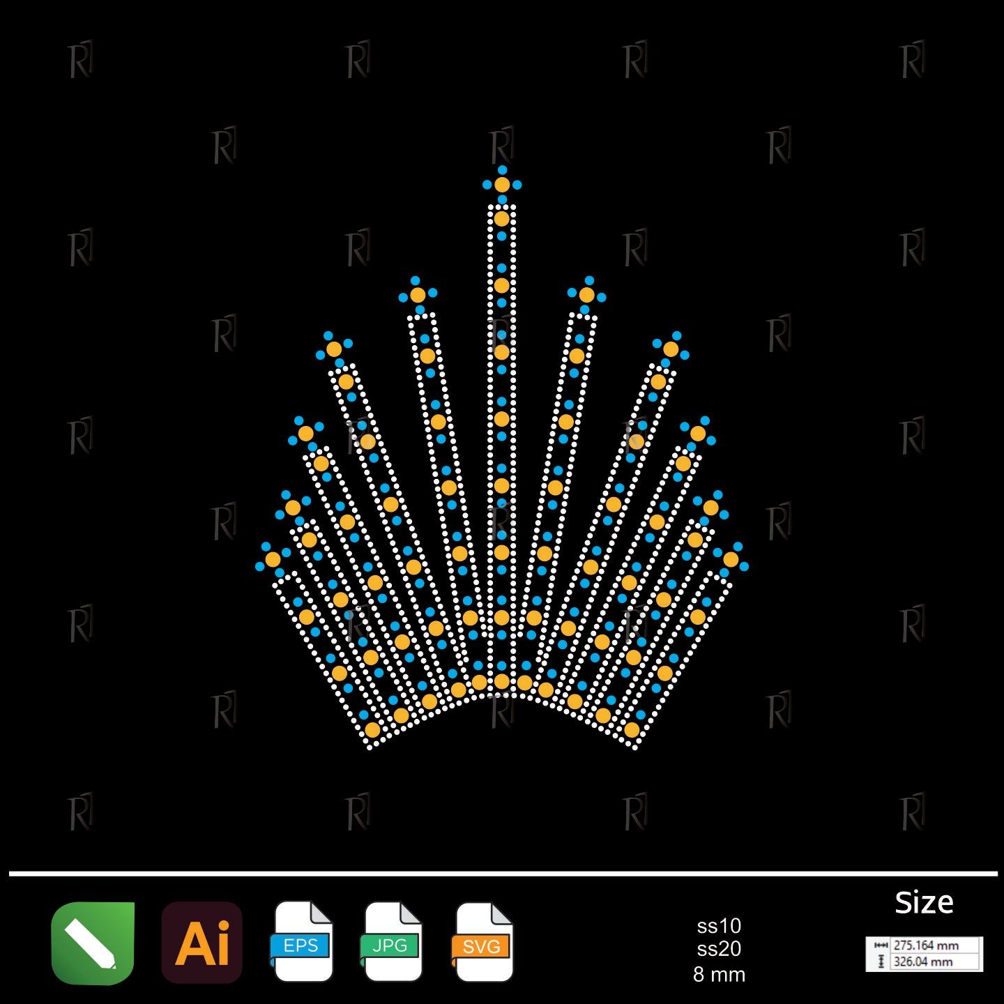Fan Crown Rhinestone – Premium Rhinestone Design by Rhinestone1