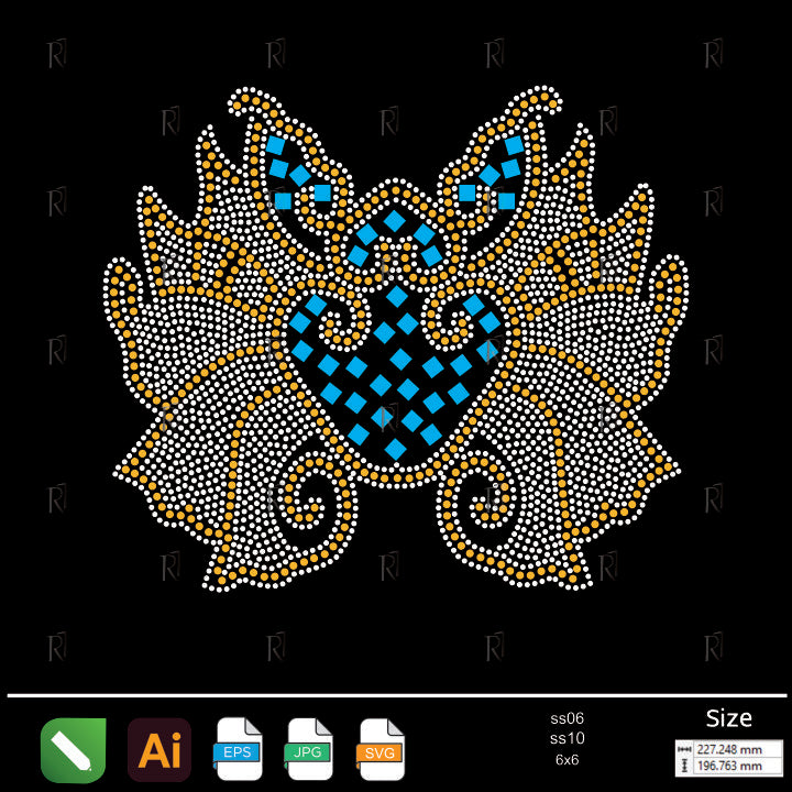 Blue Royal Heart Rhinestone – Premium Rhinestone Design by Rhinestone1