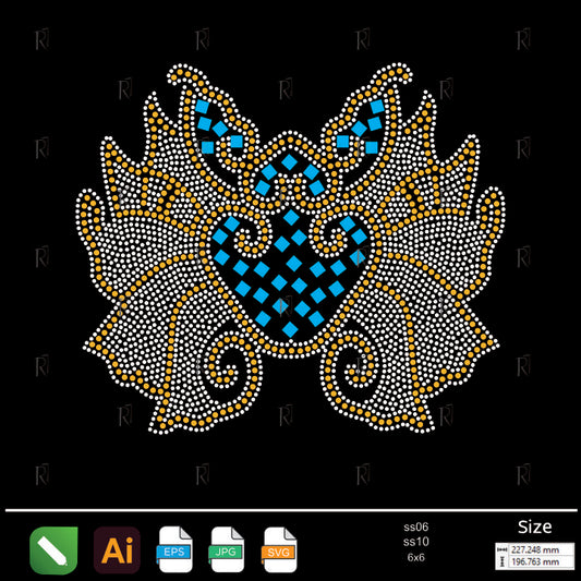 Blue Royal Heart Rhinestone – Premium Rhinestone Design by Rhinestone1