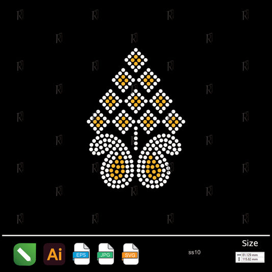 Diamond Leaf Ornament Rhinestone – Premium Rhinestone Design by Rhinestone1