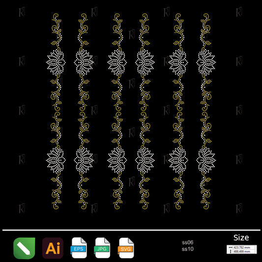 Royal Vine Border Rhinestone – Premium Rhinestone Design by Rhinestone1