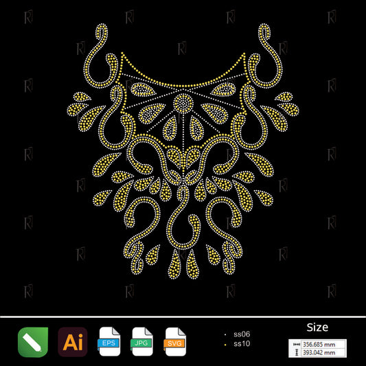 Ornate Droplet Flourish – Premium Rhinestone Design by Rhinestone1