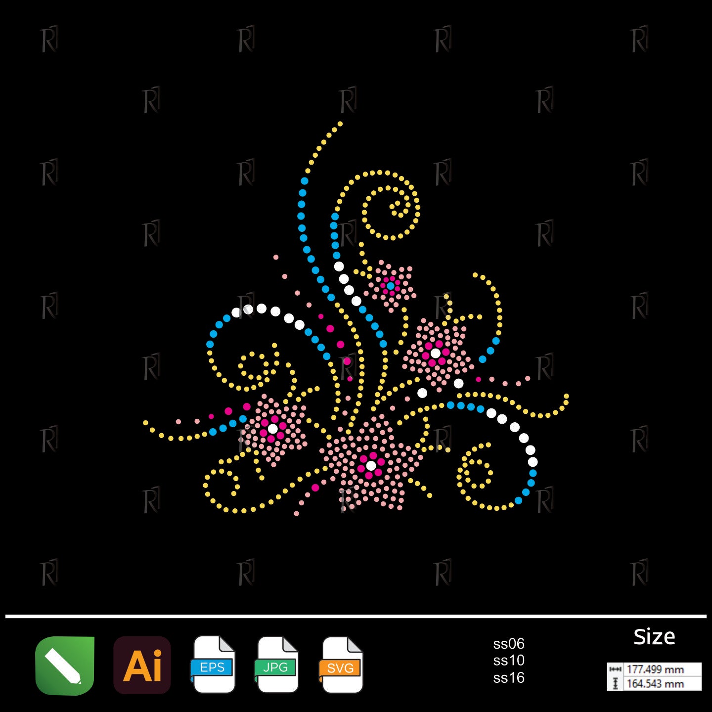 Whimsical Floral Burst Rhinestone – Premium Rhinestone Design by Rhinestone1