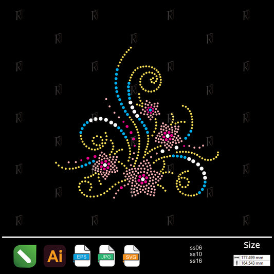 Whimsical Floral Burst Rhinestone – Premium Rhinestone Design by Rhinestone1