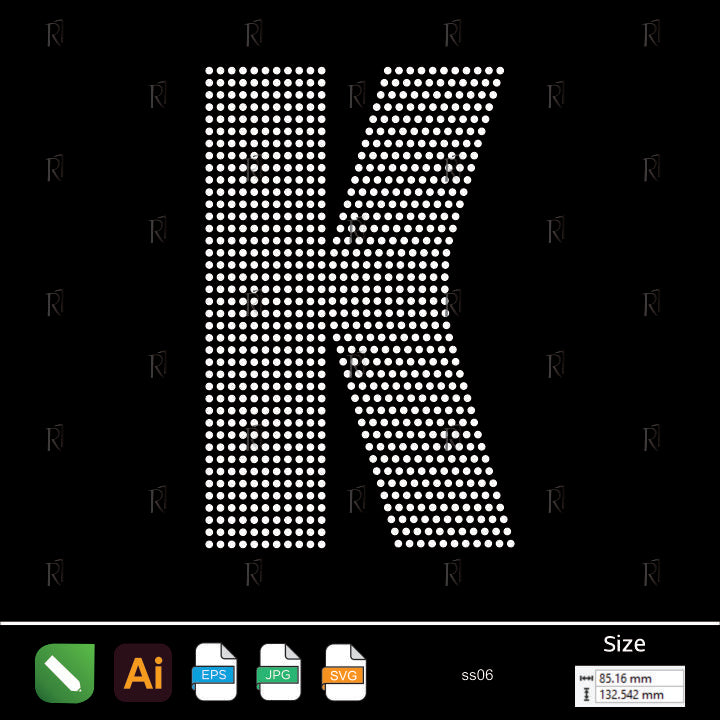 Rhinestone Letter K Bold – Premium Rhinestone Design by Rhinestone1