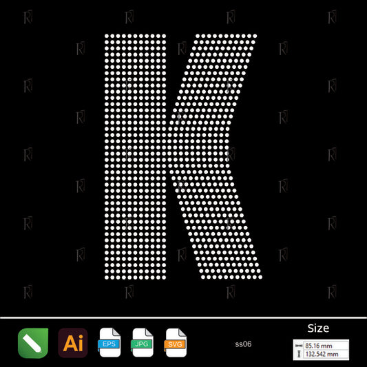 Rhinestone Letter K Bold – Premium Rhinestone Design by Rhinestone1