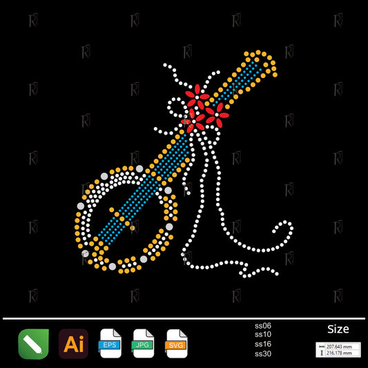 Floral Banjo Melody Rhinestone – Premium Rhinestone Design by Rhinestone1