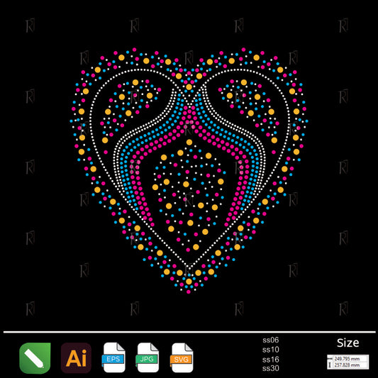 Multicolor Sparkling Heart Rhinestone – Premium Rhinestone Design by Rhinestone1