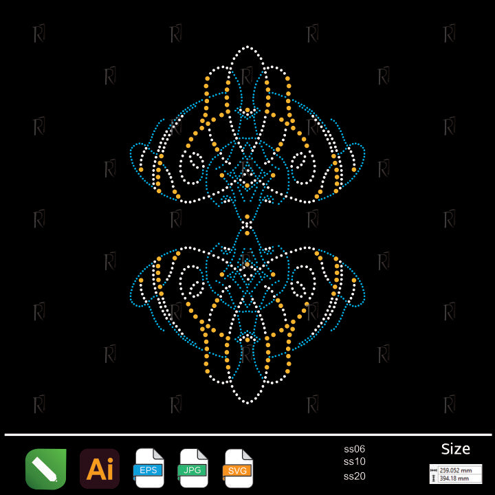 Symmetric Ornamental Duo Rhinestone – Premium Rhinestone Design by Rhinestone1