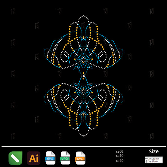 Symmetric Ornamental Duo Rhinestone – Premium Rhinestone Design by Rhinestone1