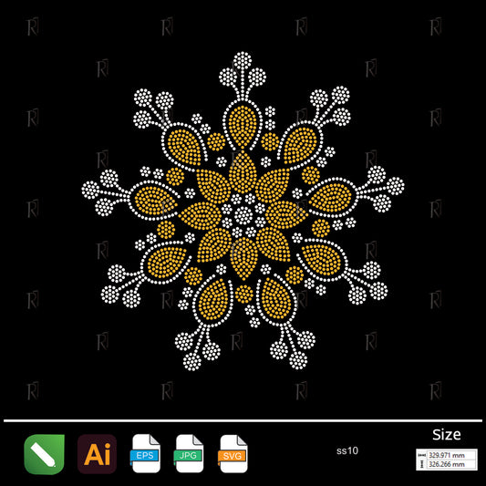 Golden Petal Medallion Rhinestone – Premium Rhinestone Design by Rhinestone1
