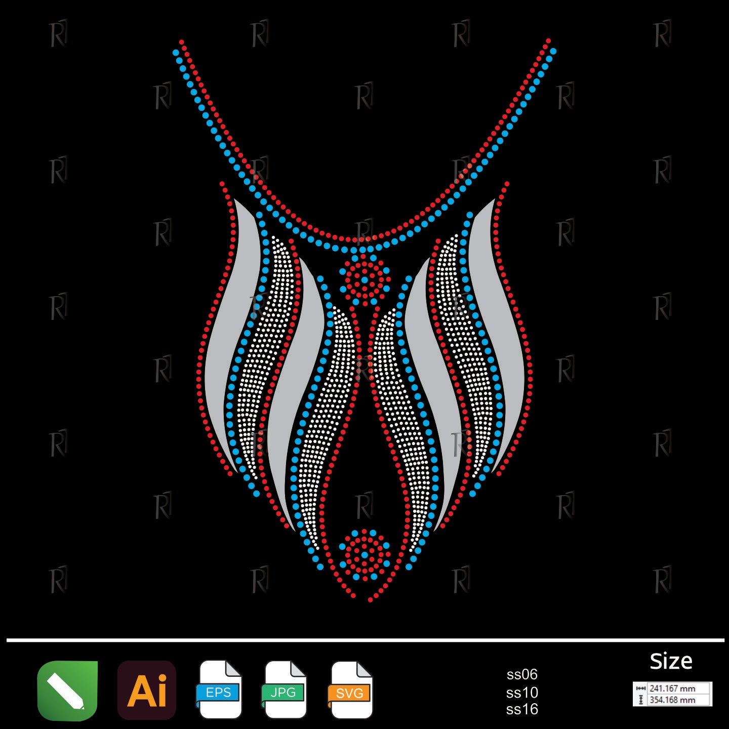 Flowing Flame Chest Rhinestone – Premium Rhinestone Design by Rhinestone1
