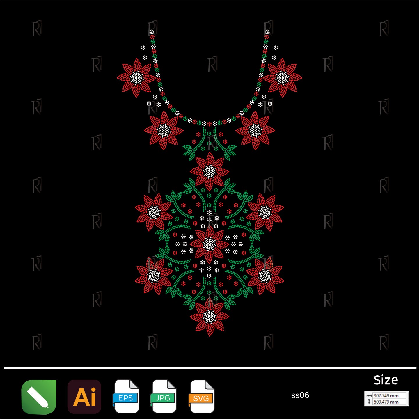 Festive Necklace Floral Rhinestone – Premium Rhinestone Design by Rhinestone1