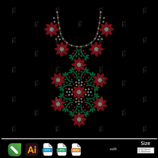 Festive Necklace Floral Rhinestone – Premium Rhinestone Design by Rhinestone1