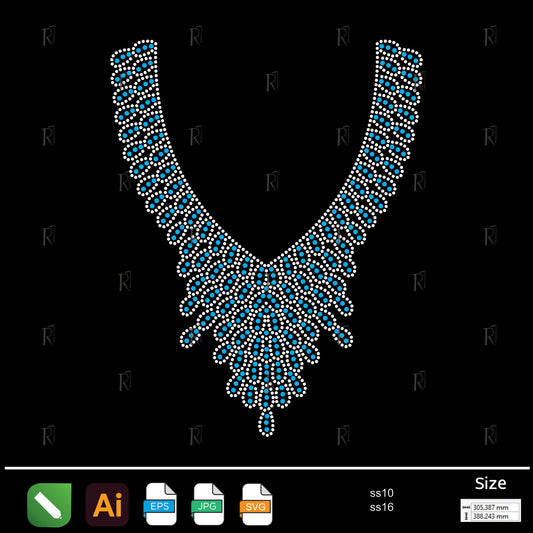 Blue Royal Necklace Rhinestone – Premium Rhinestone Design by Rhinestone1