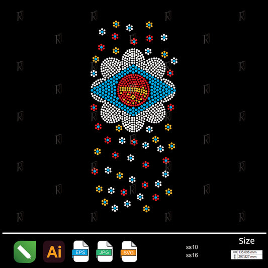 Floral Basketball Emblem Rhinestone – Premium Rhinestone Design by Rhinestone1